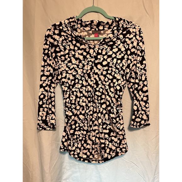 Vince Camuto Black And White Tuxedo Top With Scarf Women’s Size S - Picture 2 of 6